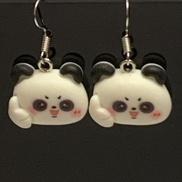 Panda Earring, Panda Bear Jewelry, Gift, Panda Jewelry, Silly Animal Earring - Picture 8 of 9